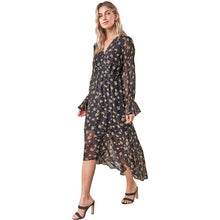 Load image into Gallery viewer, Sugarlips Women&#39;s Loving You Floral High Low Maxi Dress, Black-Multi, Small
