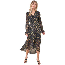 Load image into Gallery viewer, Sugarlips Women&#39;s Loving You Floral High Low Maxi Dress, Black-Multi, Small
