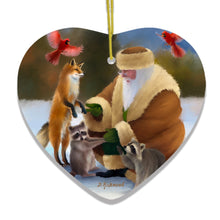 Carregar imagem no visualizador da galeria, Santa's Farm Critters Christmas Ornament, Folk Themed Raccoon, Fox, and Cardinal
