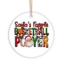 Load image into Gallery viewer, Santa’s Favorite Basketball Player Plaid Christmas Ornament, Athelete Gift
