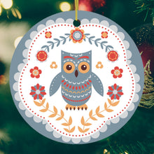 Load image into Gallery viewer, Scandinavian Owl Ornament, Ethnic Folk Boho Decoration, Mexican Style
