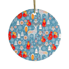 Carregar imagem no visualizador da galeria, Scandinavian Folk Forest Animal Pattern Christmas Ornament, Deer, Fox, and Owl
