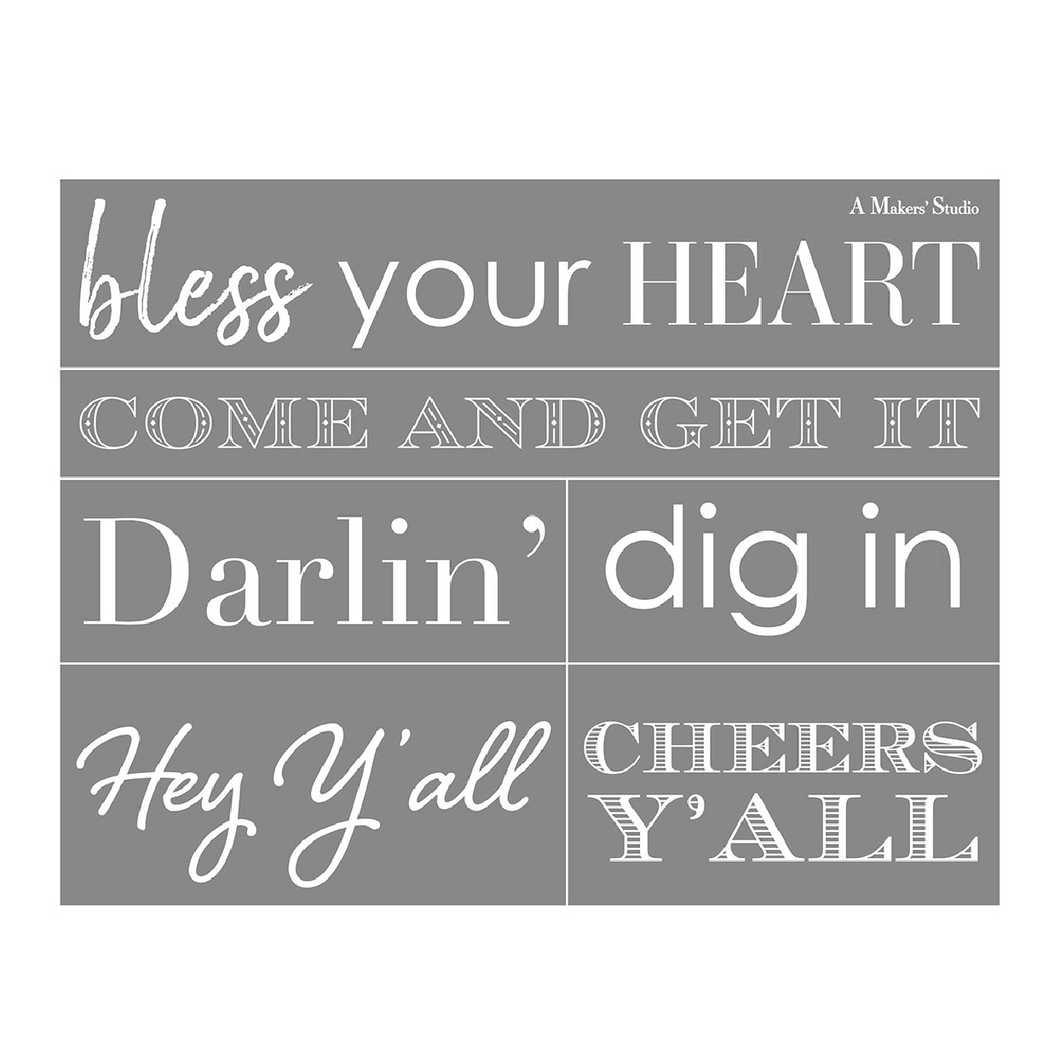 Southern Sayings - Mesh Stencil 8.5 x 11