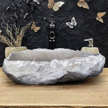 Load image into Gallery viewer, Seagrass Fossil Limestone Rustic Above Vanity Bathroom Vessel Sink Polished Interior Rustic Exterior
