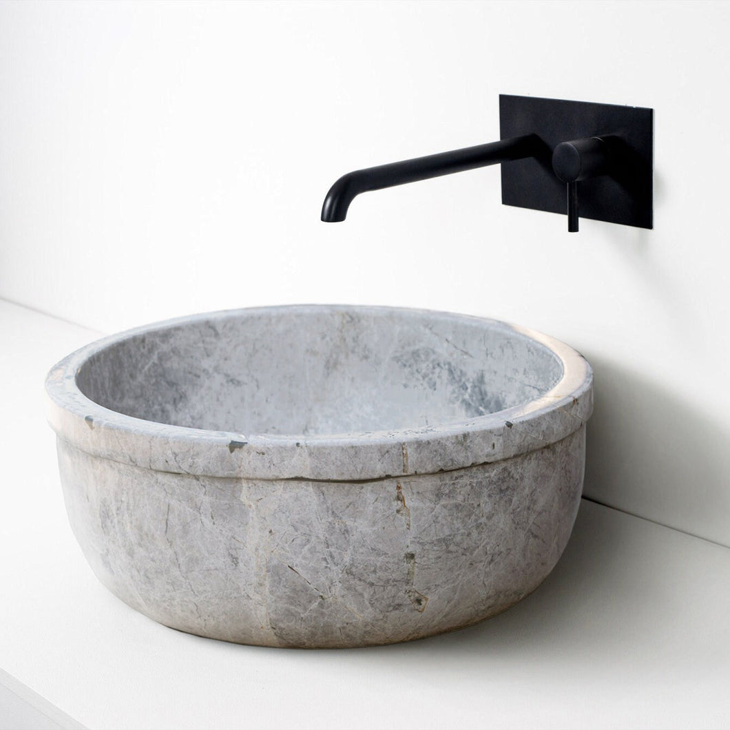 Sirius Silver Marble Natural Stone Above Vanity or Drop-in Bathroom Sink (D)16