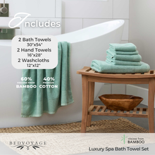 Load image into Gallery viewer, Bamboo 6 Piece Spa Towel Set – Seaglass
