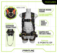 Load image into Gallery viewer, Frontline 100CTB Combat Construction Full Body Harness with Tongue Buckle Legs and Trauma Straps XL/2X
