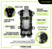 Carregar imagem no visualizador da galeria, Frontline 200RE Elite Lite Climbing/Rescue Full Body Harness with Aluminum Quick Connect Buckles 2XL/3XL

