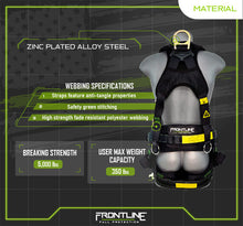 Carregar imagem no visualizador da galeria, Frontline 350TWQC Patriot Tower Climbing Harness with Seat Sling, Airflo and Quick Connect Buckles - Made in USA 2XL
