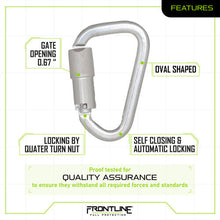 Load image into Gallery viewer, Frontline CAQ117 Aluminum Quarter Turn Locking Carabiner
