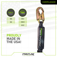 Cargar imagen en el visor de la galería, Frontline LES61S-US Patriot 6&#39; Single Leg Elastic Lanyard with Snaphooks - Made in USA
