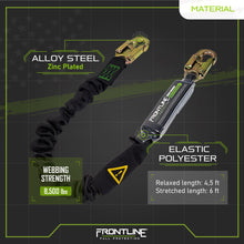 Cargar imagen en el visor de la galería, Frontline LES61S-US Patriot 6&#39; Single Leg Elastic Lanyard with Snaphooks - Made in USA
