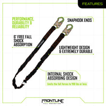 Load image into Gallery viewer, Frontline LIS61S Combat 6&#39; Single Leg Snaphook Lanyard with Internal Shock Absorber
