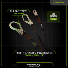Load image into Gallery viewer, Frontline LIS62R Combat Twin Leg 6&#39; Rebar Hook Lanyard with Internal Shock Absorber
