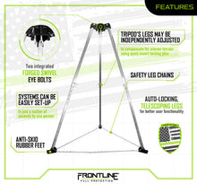 Load image into Gallery viewer, Frontline TAN07-US Patriot 7&#39; Confined Space Aluminum Tripod - Made in USA
