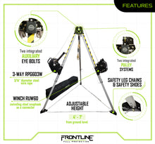 Load image into Gallery viewer, Frontline TAN07RURP MEGApod Confined Space 7&#39; Aluminum Tripod with 60&#39; Winch and 3-Way SRL
