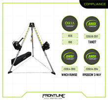 Load image into Gallery viewer, Frontline TAN07RURP MEGApod Confined Space 7&#39; Aluminum Tripod with 60&#39; Winch and 3-Way SRL
