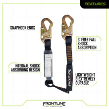 Load image into Gallery viewer, Frontline LIS31S Combat 3&#39; Single Leg Snaphook Lanyard with Internal Shock Absorber
