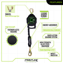 Carregar imagem no visualizador da galeria, Frontline RPGCLE Leading Edge Cable Single Leg SRL with Steel Snap Hook End with Carry on Handle and Tagline
