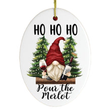 Carregar imagem no visualizador da galeria, Ho Ho Ho Pass the Merlot Wine Gnome Ornament
