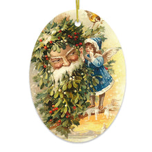 Load image into Gallery viewer, Little Angel and Father Santa Claus Victorian Vintage Christmas Ornament
