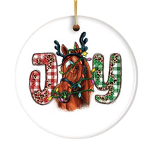 Load image into Gallery viewer, Joy Christmas Horse Holiday Ornament
