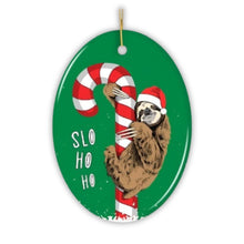 Carregar imagem no visualizador da galeria, Cute Sloth Christmas Ornament, Slo Ho Ho
