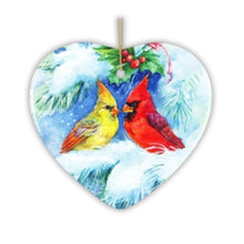 Load image into Gallery viewer, Watercolor Cardinal Mistletoe Romance Christmas Ornament
