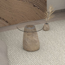 Load image into Gallery viewer, Glass and Cobblestone Side Table
