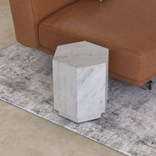 Load image into Gallery viewer, Hexagon Italian Carrara Side Table

