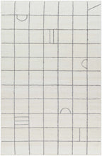 Cargar imagen en el visor de la galería, Tieve Black &amp; White Grid Wool Rug
