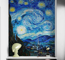 Cargar imagen en el visor de la galería, Vincent Van Gogh&#39;s The Starry Night Painting Wallpaper Mural.  #6742
