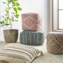 Cargar imagen en el visor de la galería, Bellingen Gray Handwoven Textured Pouf

