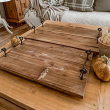 Load image into Gallery viewer, Rustic Wood and Metal Trays, Set of Two
