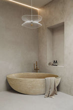 Load image into Gallery viewer, Troia Light Travertine Bathtub Hand-carved from Solid Marble Block (W)32&quot; (L)70&quot; (H)20&quot;
