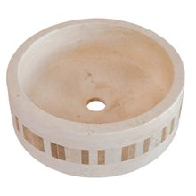 Load image into Gallery viewer, Troia Light Travertine Cylinder Above Vanity Bathroom Sink 2&quot; Embedded Mosaics Border
