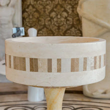 Load image into Gallery viewer, Troia Light Travertine Cylinder Above Vanity Bathroom Sink 2&quot; Embedded Mosaics Border
