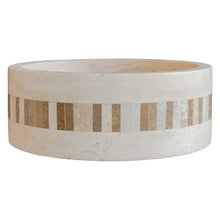 Load image into Gallery viewer, Troia Light Travertine Cylinder Above Vanity Bathroom Sink 2&quot; Embedded Mosaics Border
