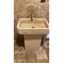 Load image into Gallery viewer, Troia Light Travertine Pedestal Stand-alone Sink Honed and Filled (W)19&quot; (L)26&quot; (H)33.5&quot;
