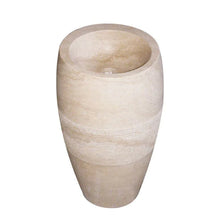 Load image into Gallery viewer, Troia Light 3 piece Travertine Pedestal Stand-alone Sink Curved Honed (D)16&quot; (H)33.5&quot;
