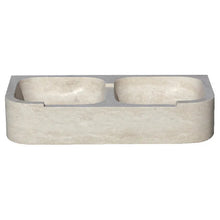 Load image into Gallery viewer, Troia Light Travertine Curved Apron Double Bowl Farmhouse Kitchen Sink
