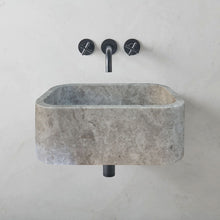 Load image into Gallery viewer, Tundra Gray Marble Rectangular Wall-mount Bathroom Sink (W)12&quot; (L)18&quot; (H)7&quot;
