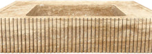 Load image into Gallery viewer, Tuscany Walnut Travertine Wall-mount Bathroom Vanity Sink Ribbed Textured Front
