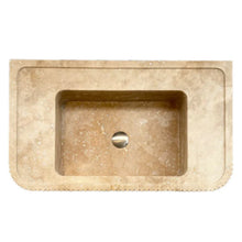 Load image into Gallery viewer, Tuscany Walnut Travertine Wall-mount Bathroom Vanity Sink Ribbed Textured Front
