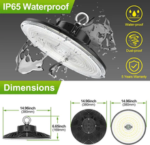 Cargar imagen en el visor de la galería, 240W LED UFO High Bay Light - Selectable Wattage(150W/200W/240W) &amp; CCT(3000K/4000K/5000K), High-Lumen(150LM/W) - UL, cUL &amp; DLC Certified
