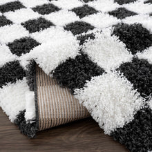 Carregar imagem no visualizador da galeria, Atira Black &amp; White Checkered Area Rug
