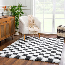 Carregar imagem no visualizador da galeria, Atira Black &amp; White Checkered Area Rug
