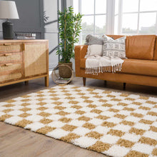 Carregar imagem no visualizador da galeria, Atira Mustard Checkered Area Rug
