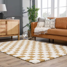 Carregar imagem no visualizador da galeria, Atira Mustard Checkered Area Rug
