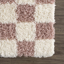 Load image into Gallery viewer, Atira Pink Checkered Shag Rug
